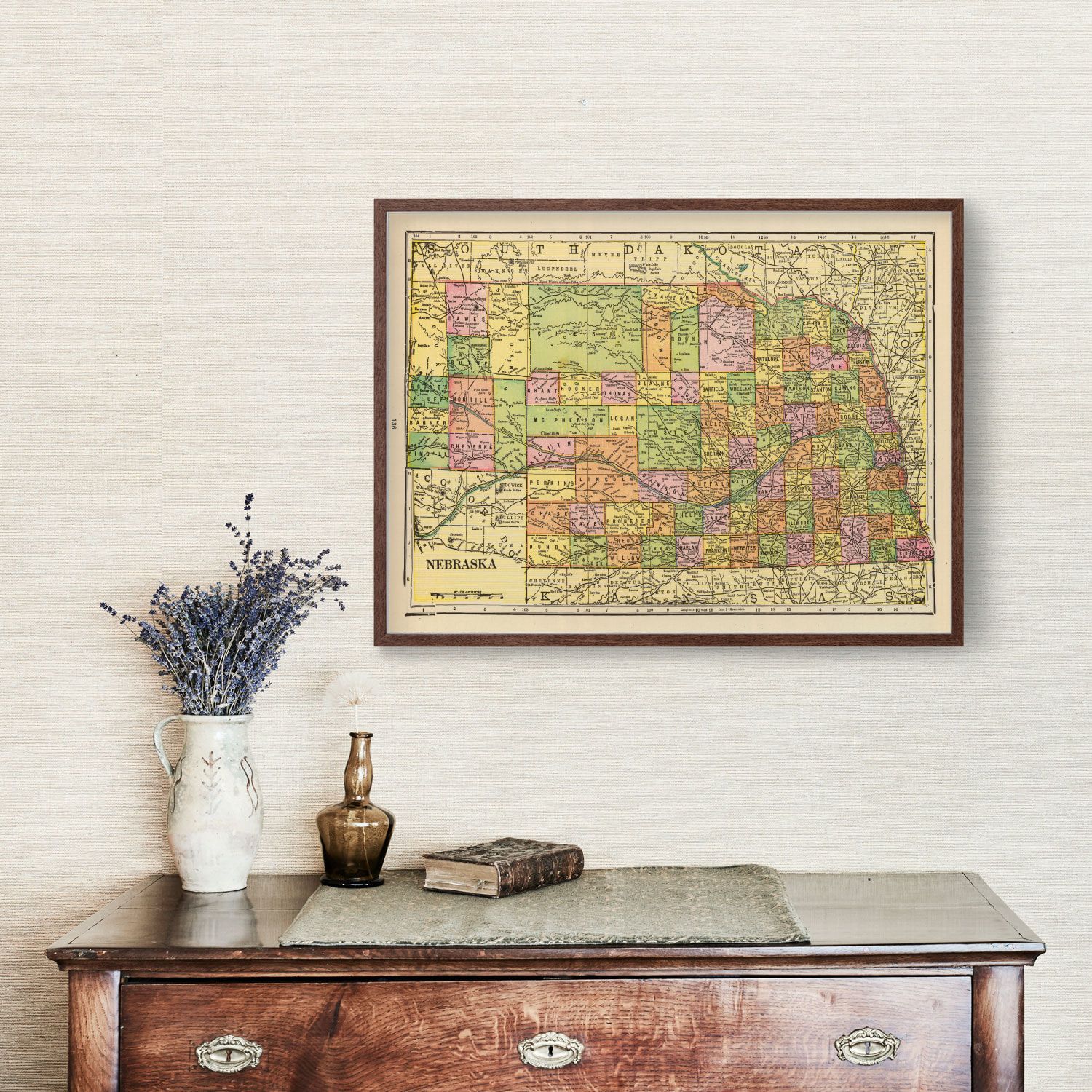 Vintage Map of Nebraska 1909
