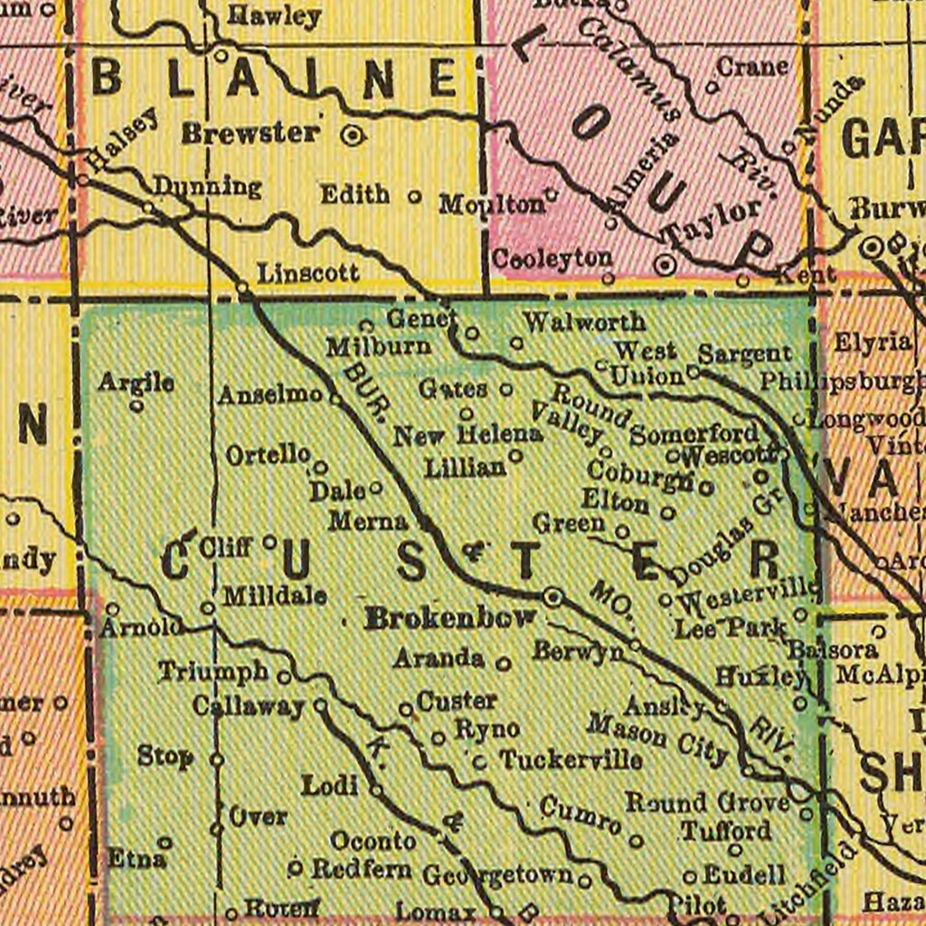 Vintage Map of Nebraska 1909