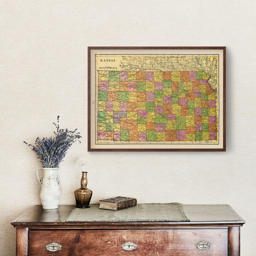 Vintage Map of Kansas 1909