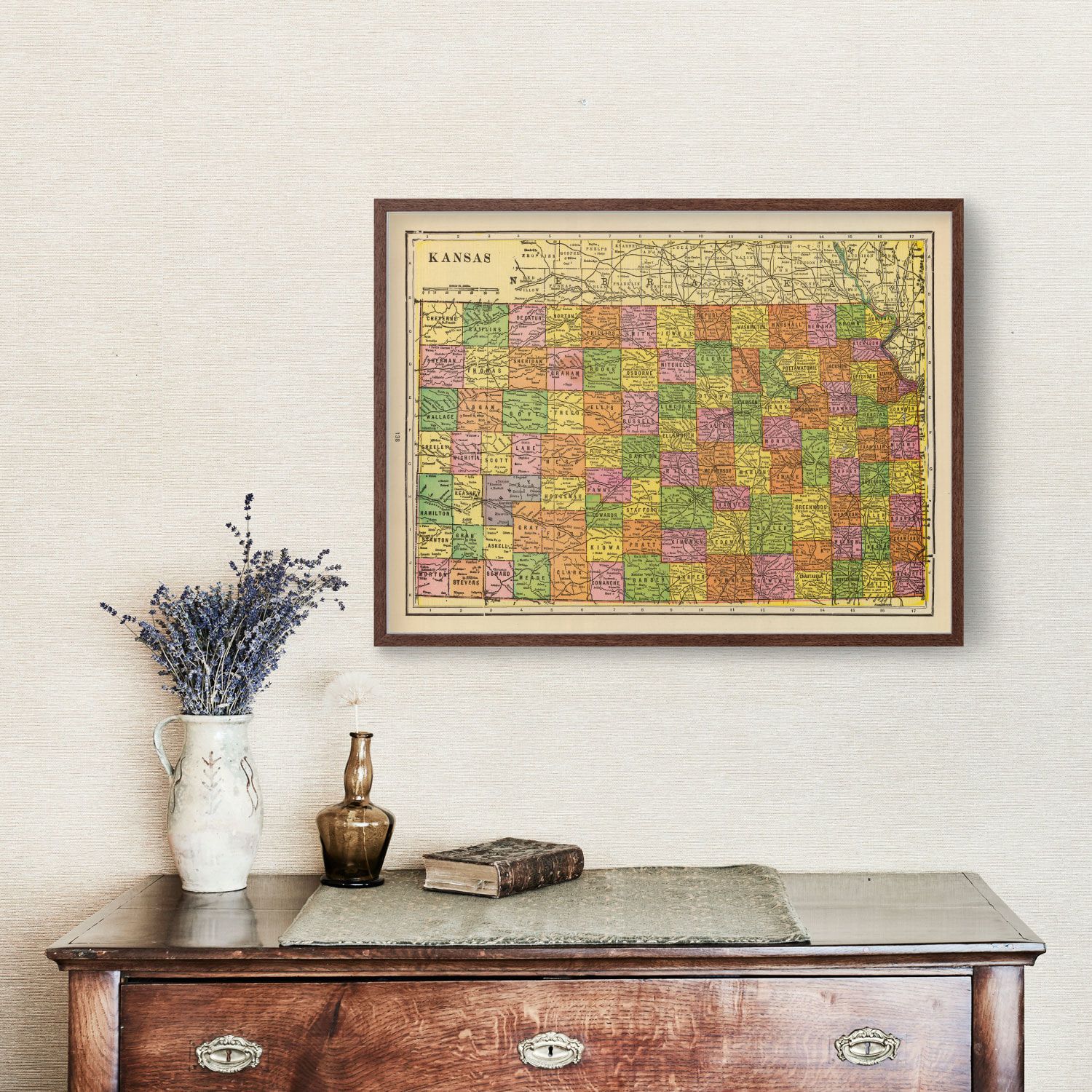 Vintage Map of Kansas 1909