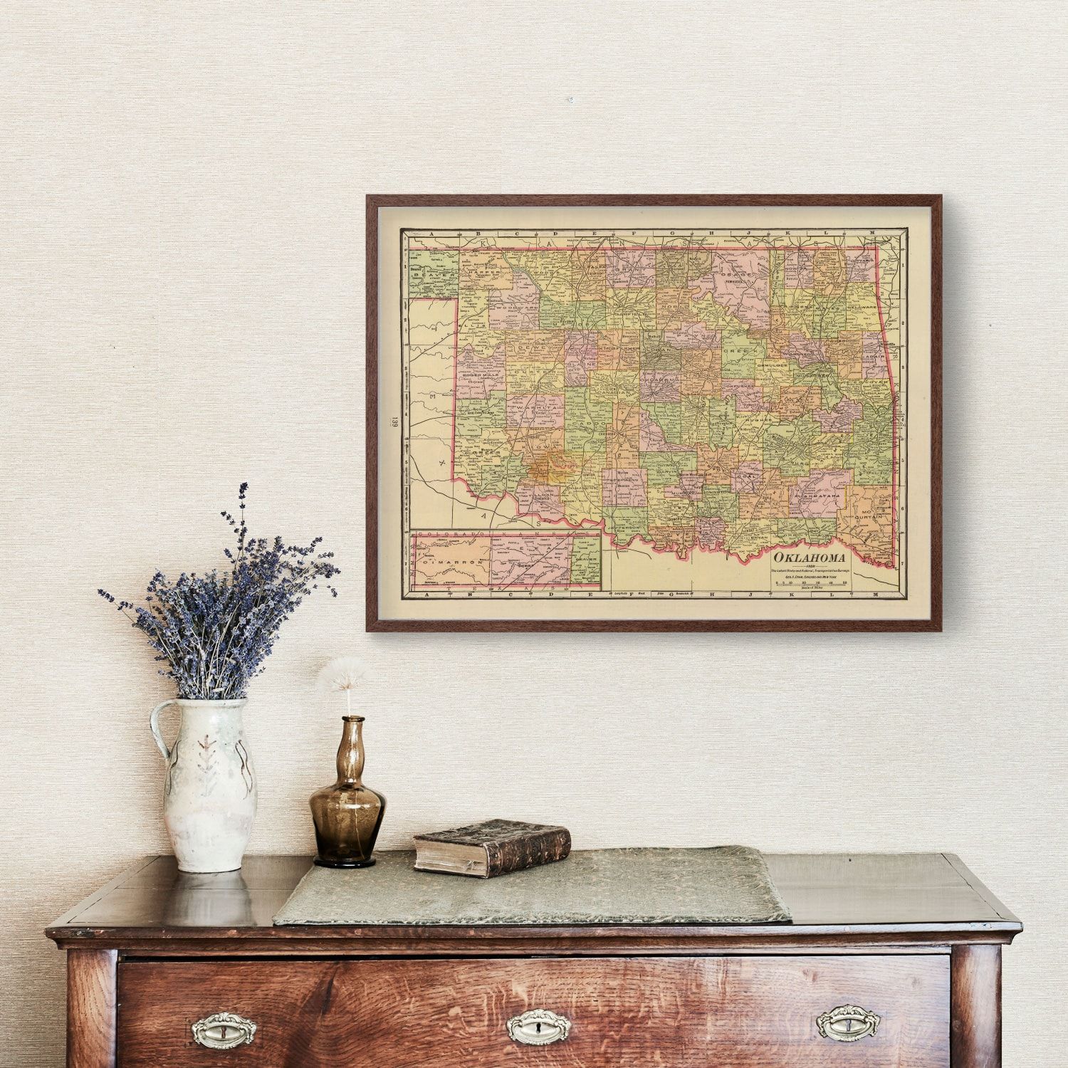 Vintage Map of Oklahoma 1909