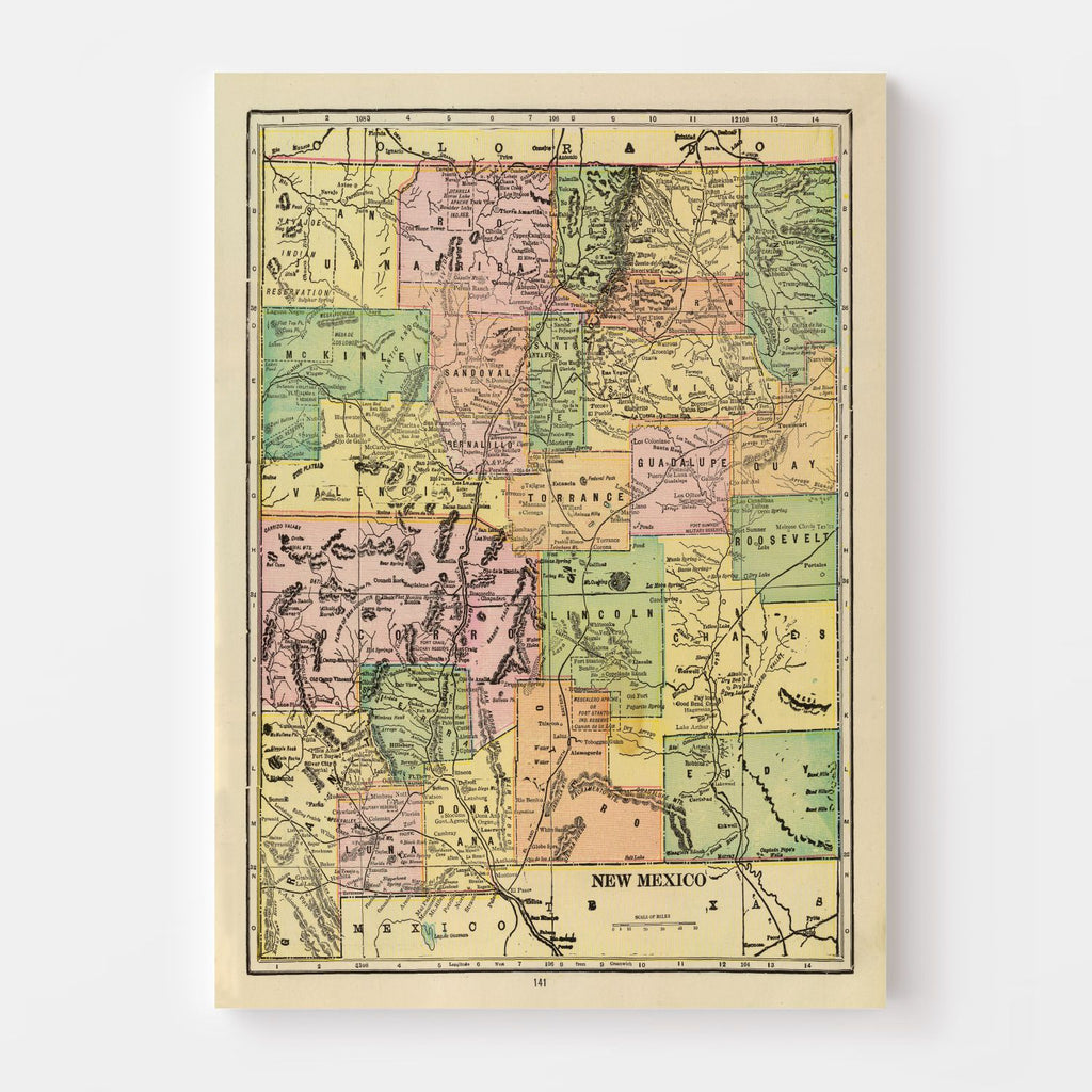 Vintage Map of New Mexico 1909