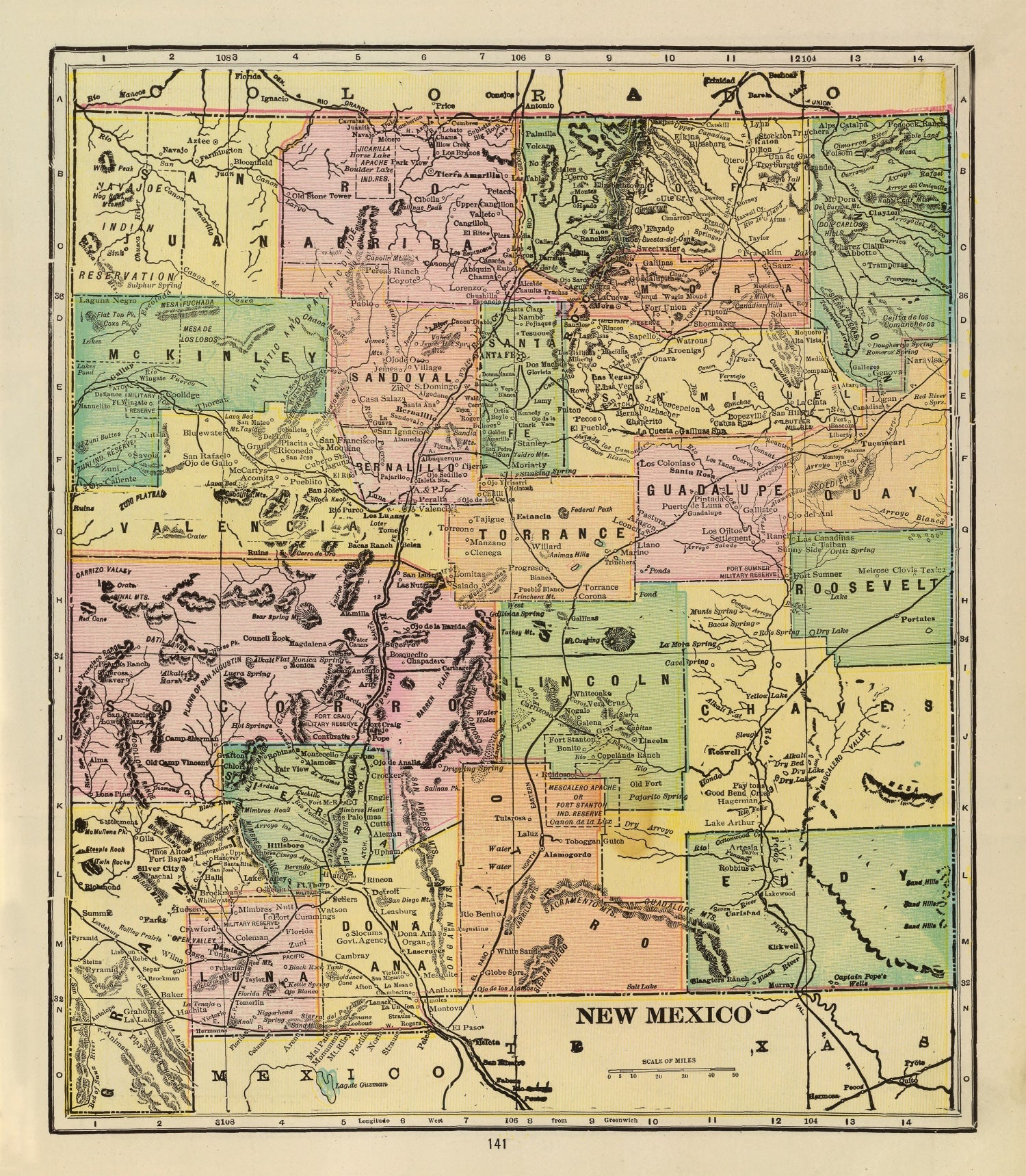Vintage Map of New Mexico 1909
