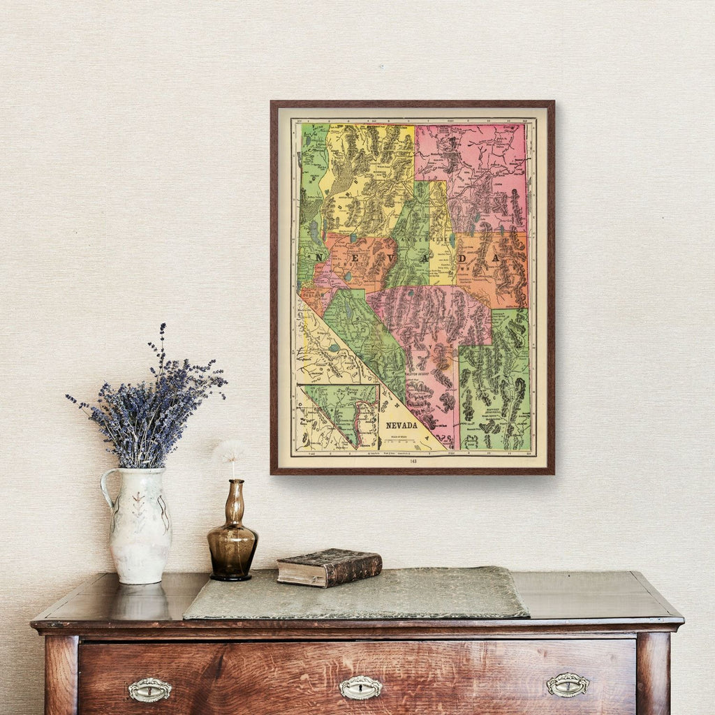 Vintage Map of Nevada 1909