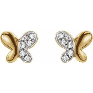 14K Yellow Gold .04 CTW Natural Diamond Butterfly Earrings – image 2