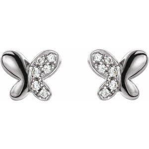 Sterling Silver .04 CTW Natural Diamond Butterfly Earrings – image 2