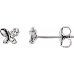 Sterling Silver .04 CTW Natural Diamond Butterfly Earrings