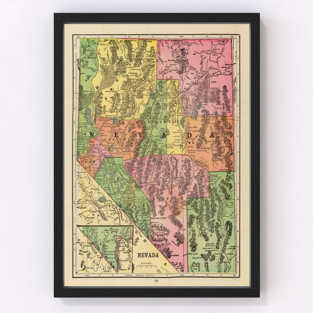 Vintage Map of Nevada 1909