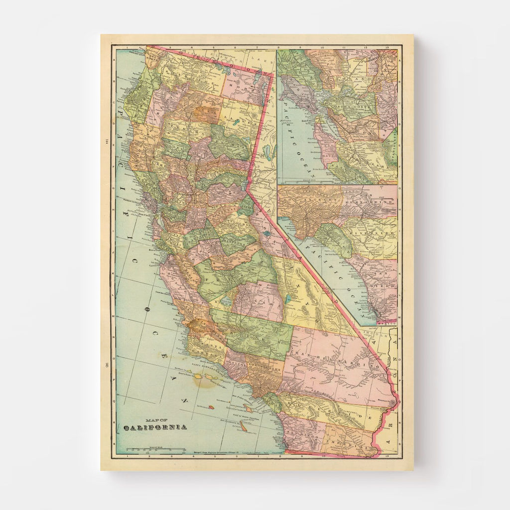Vintage Map of California 1909