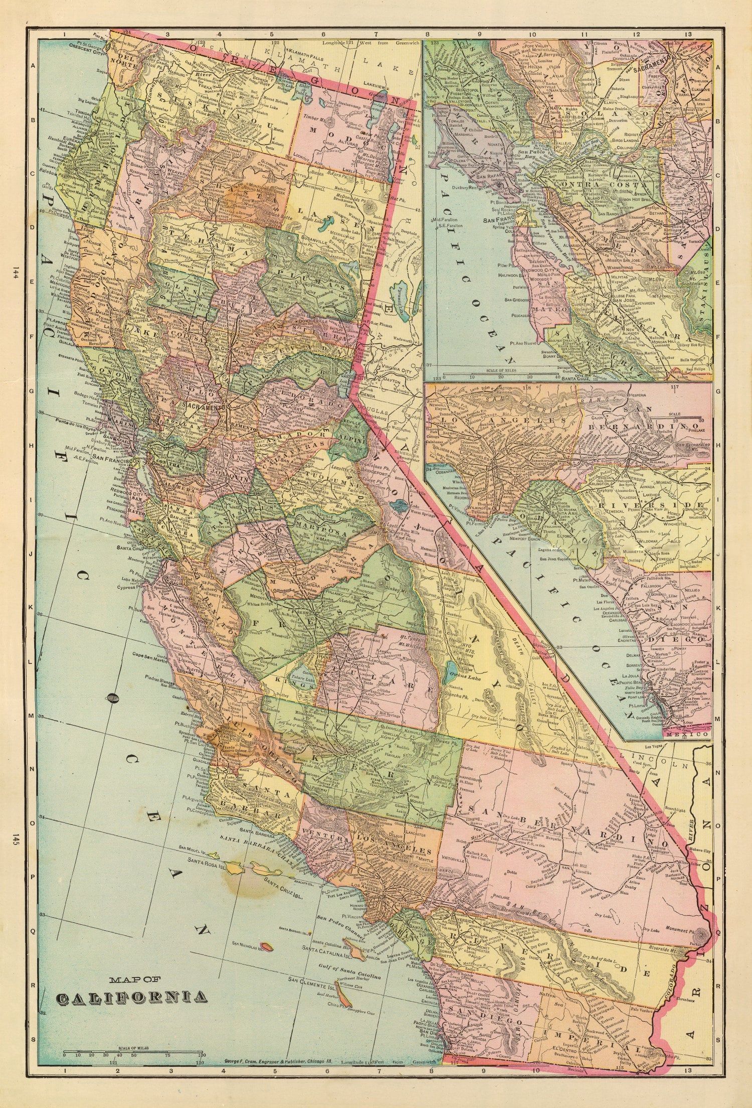Vintage Map of California 1909
