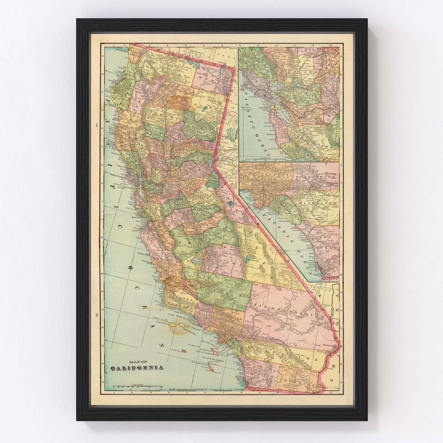 Vintage Map of California 1909