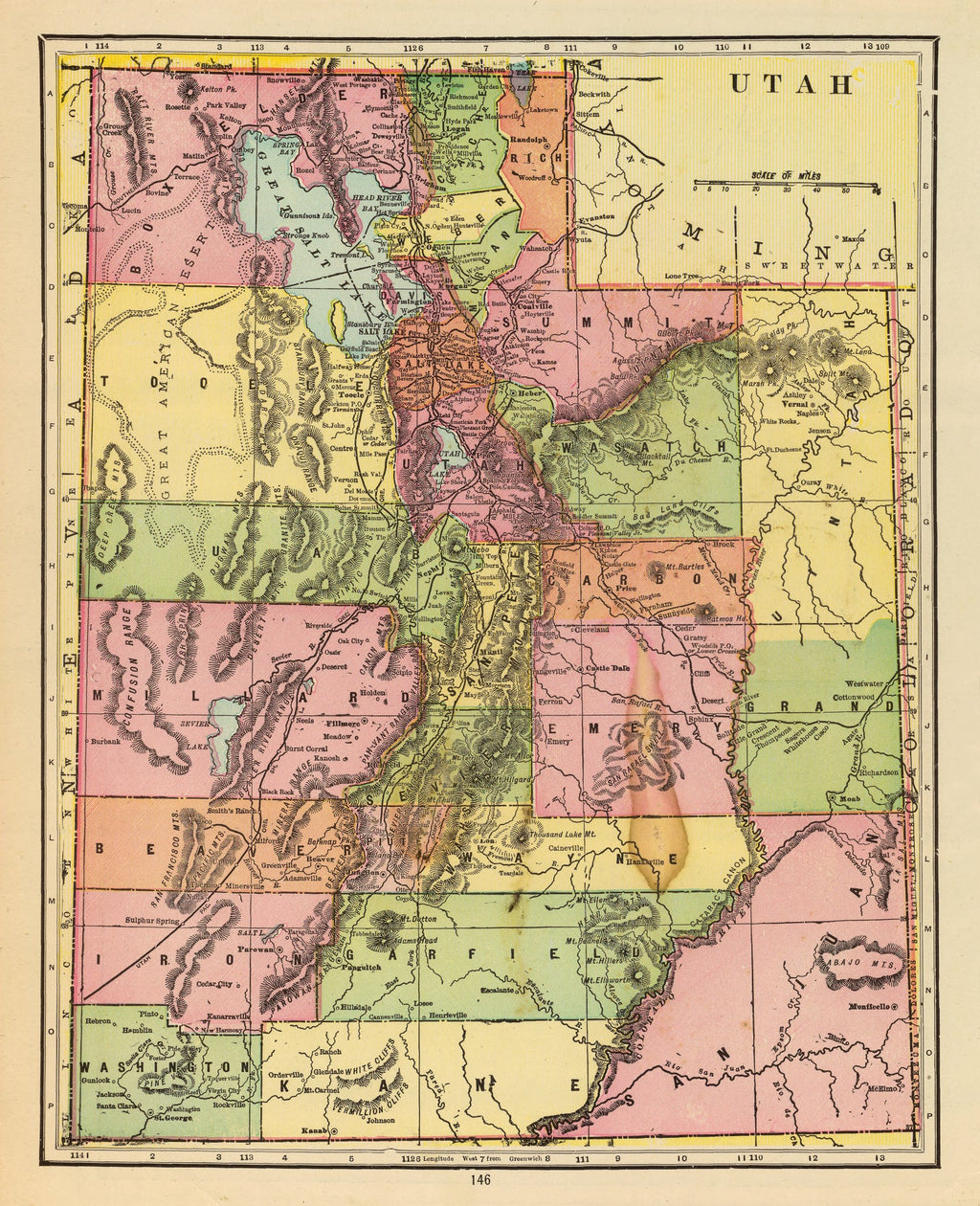 Vintage Map of Utah 1909