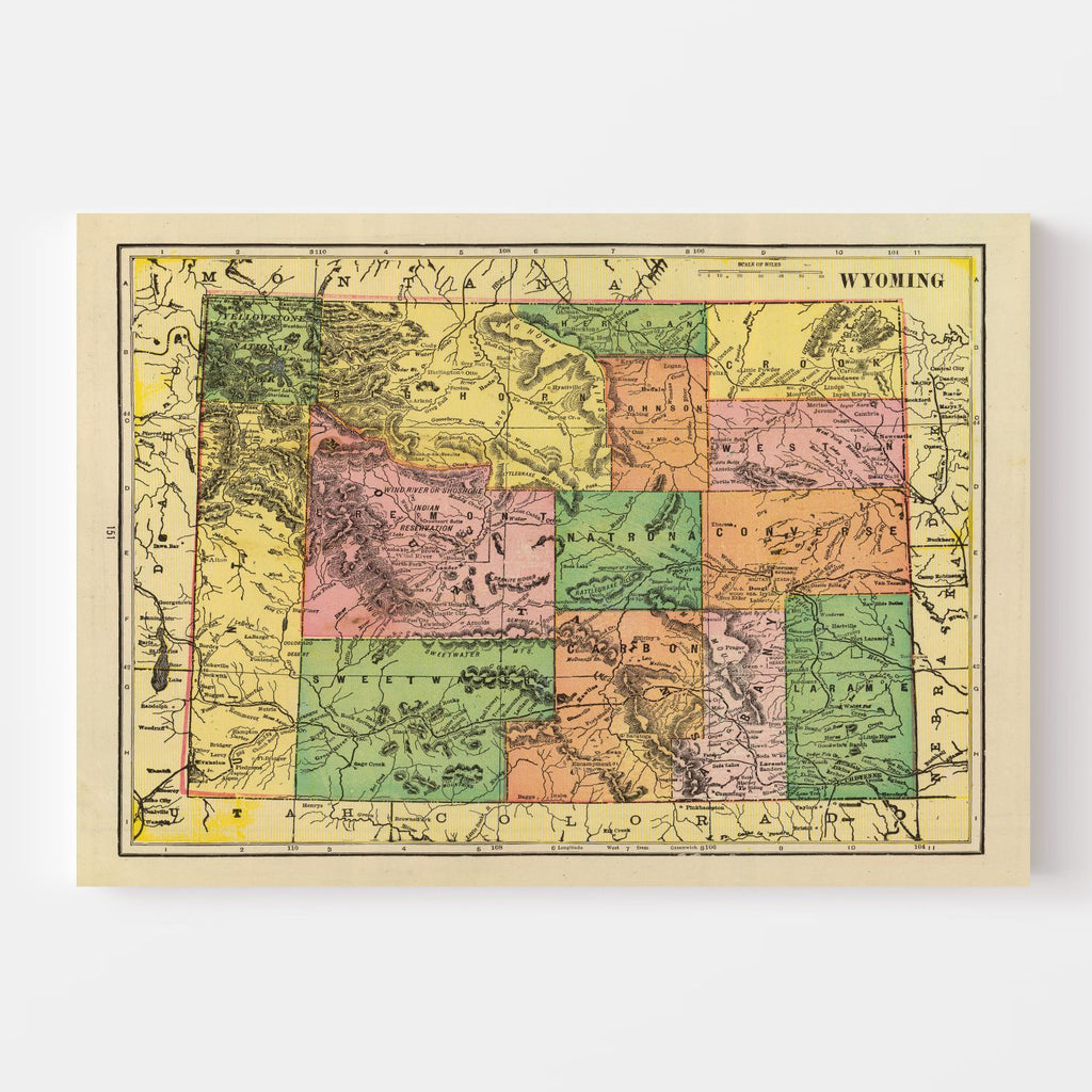 Vintage Map of Wyoming 1909