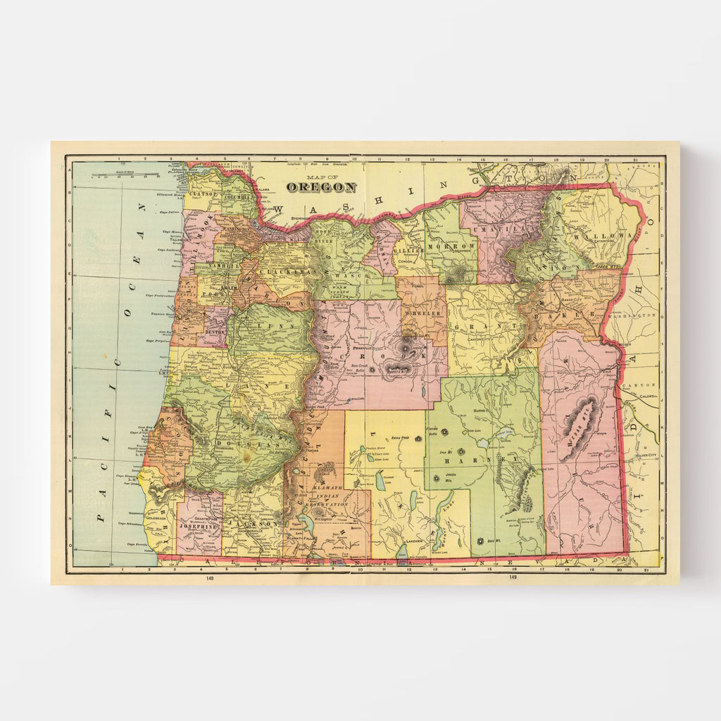 Vintage Map of Oregon 1909