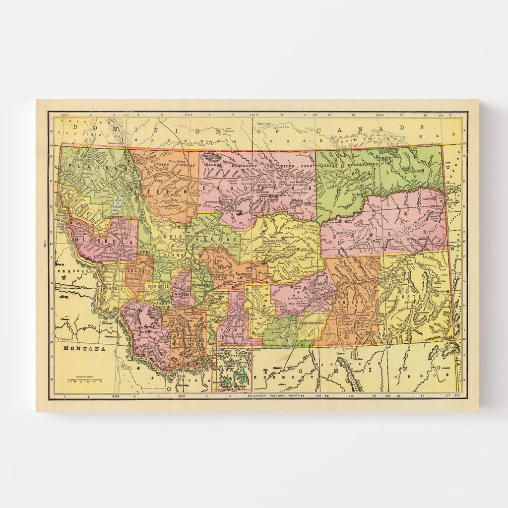 Vintage Map of Montana 1909