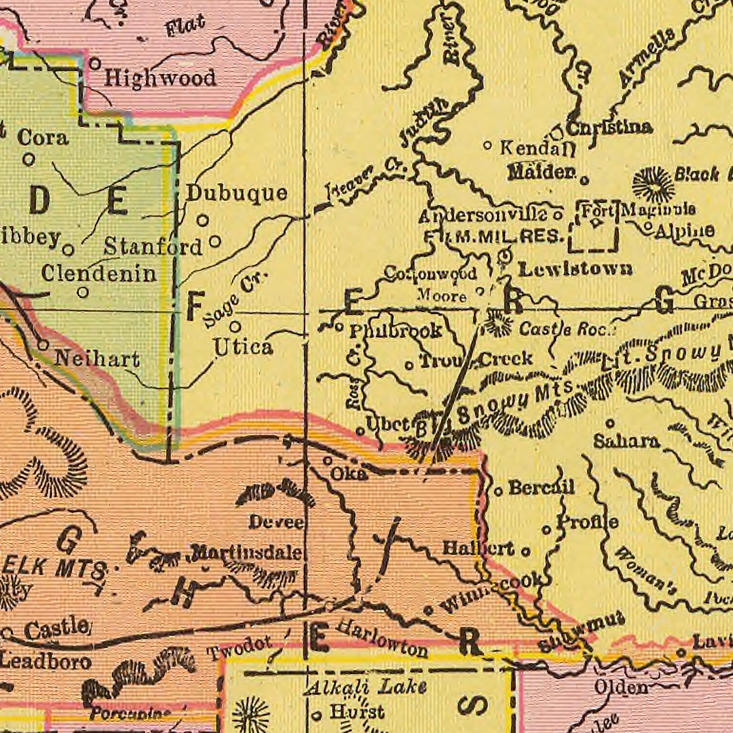 Vintage Map of Montana 1909