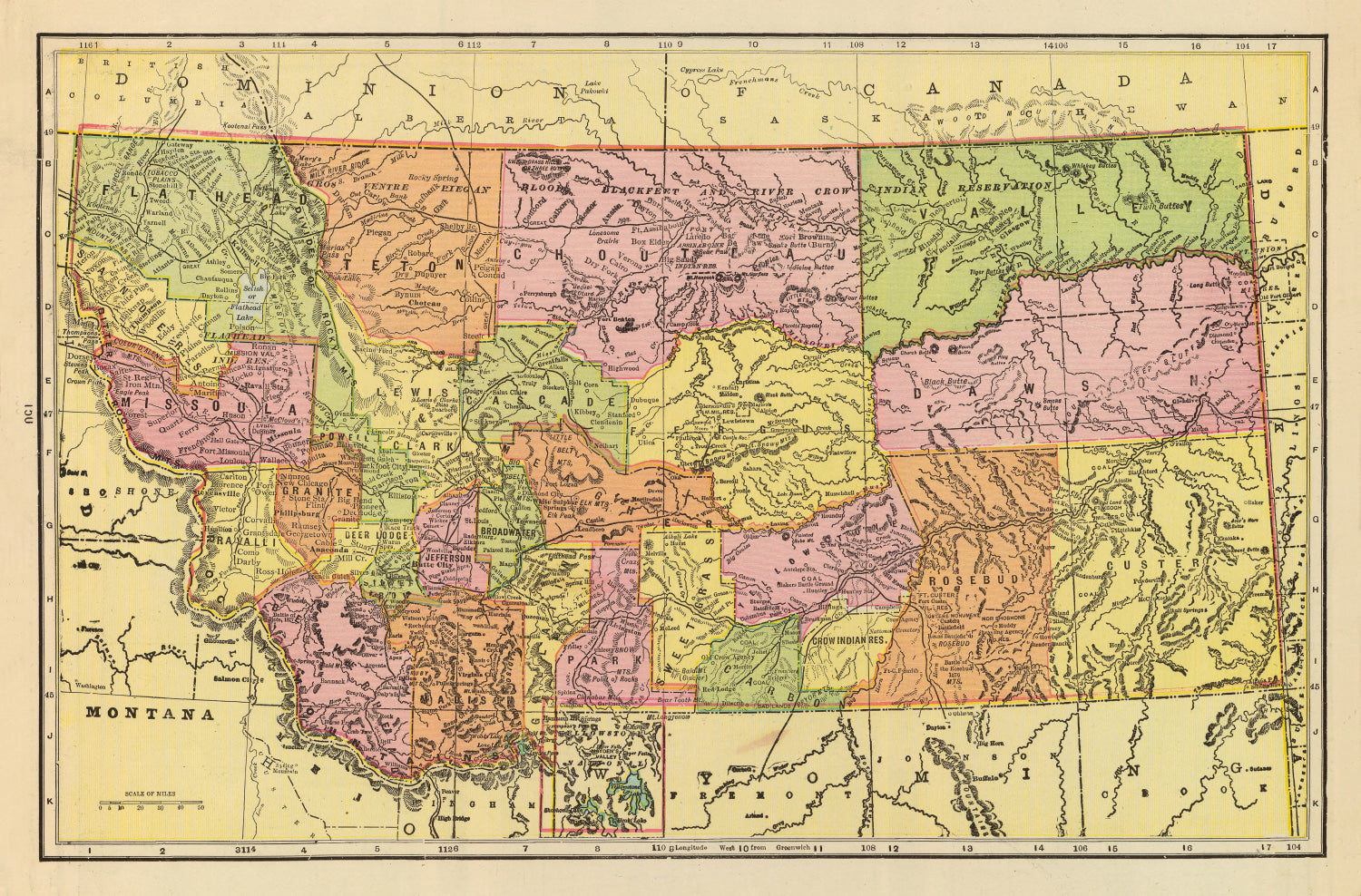 Vintage Map of Montana 1909