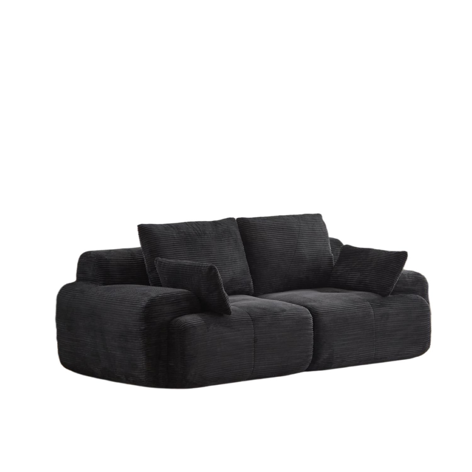 Modern Memory Foam Compressed Sofa,2 Seater Large Sectional Couches for Living Room,Pet-Friendly Cloud Modular Sectional Sofa,Corduroy Fabric,Extra Deep Loveseat,No Assembly required, Black
