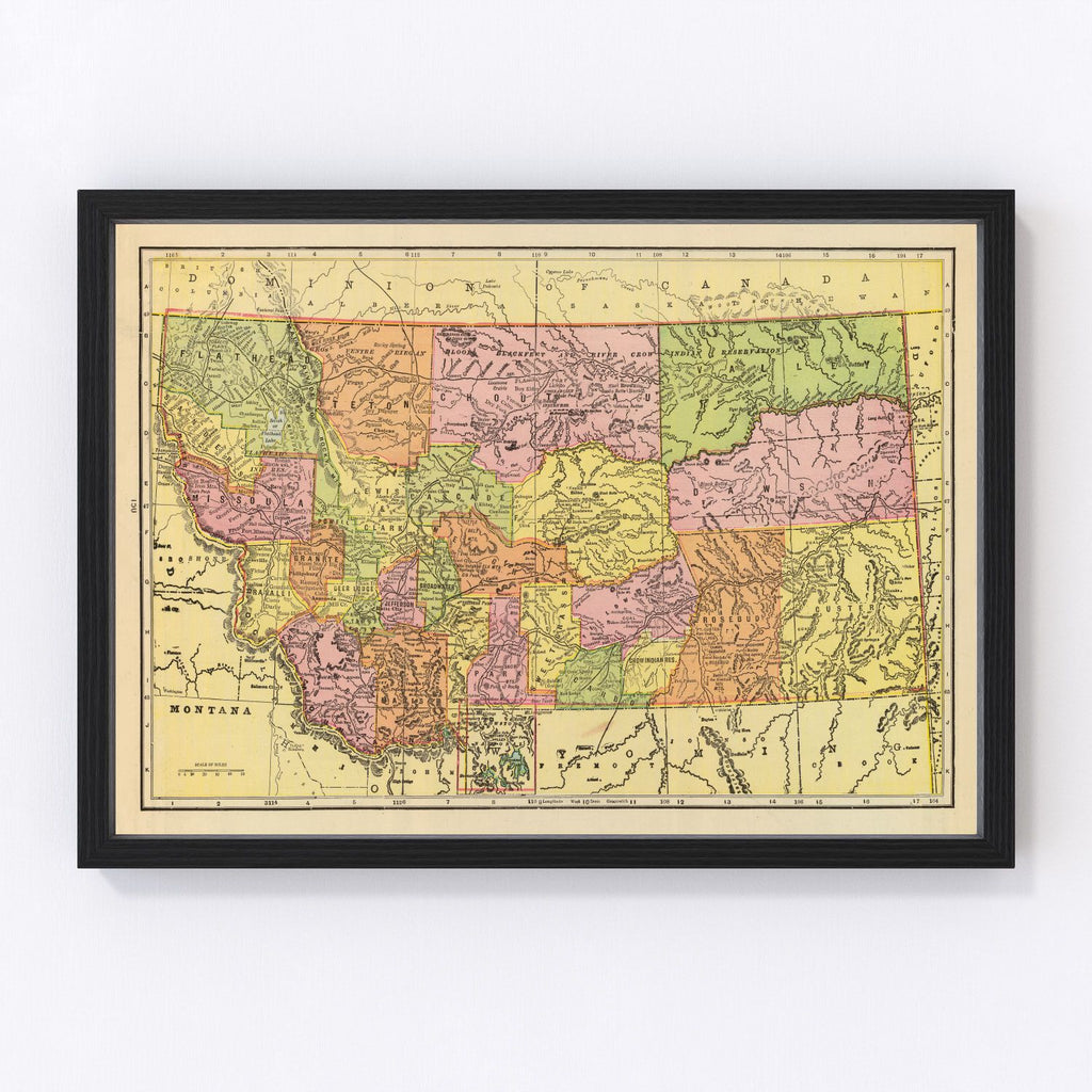 Vintage Map of Montana 1909