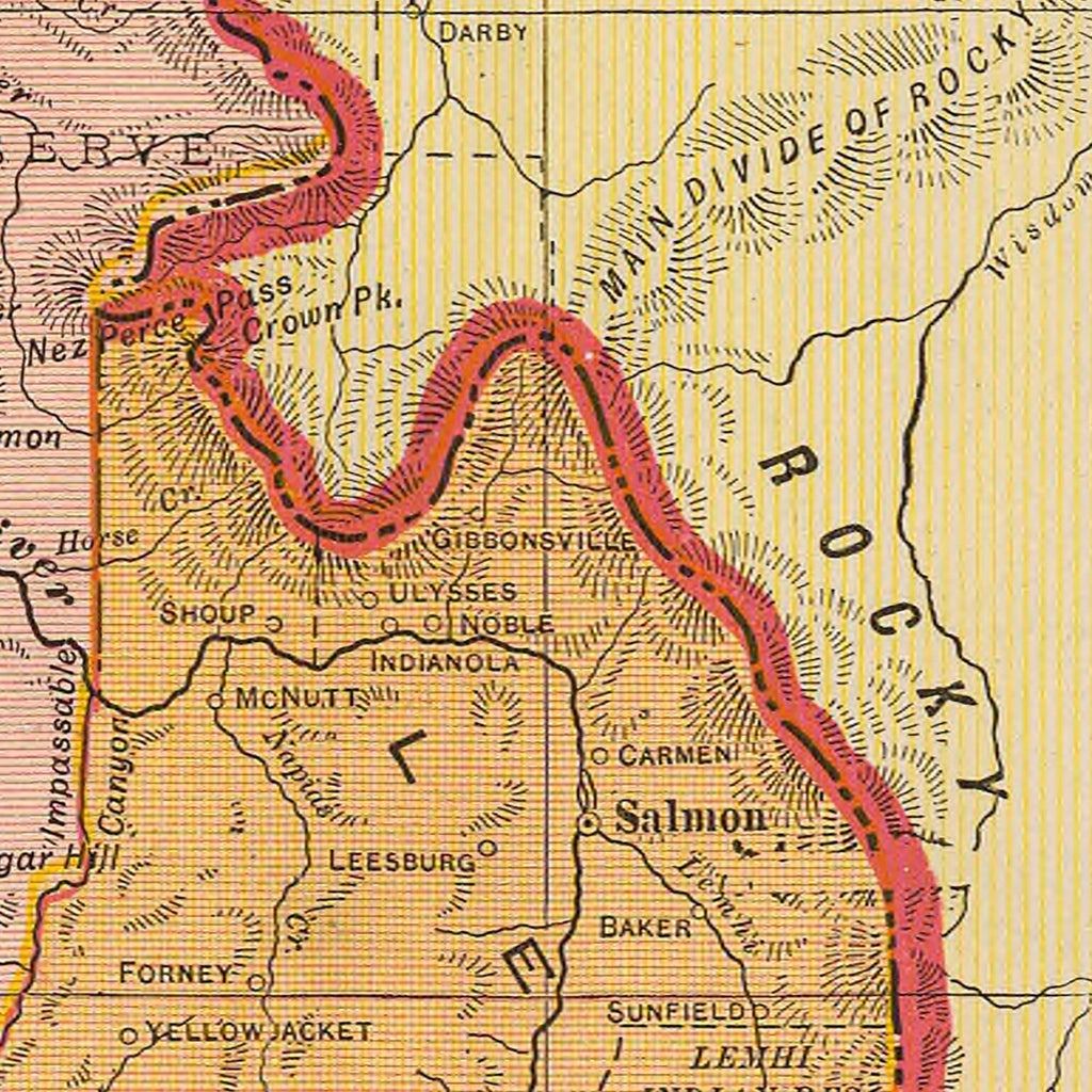 Vintage Map of Idaho 1909