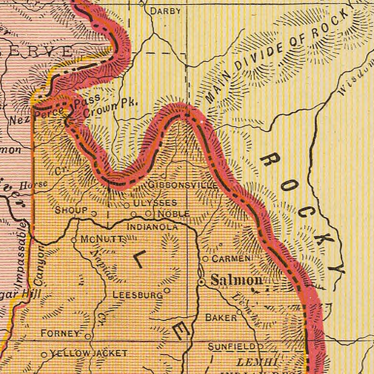Vintage Map of Idaho 1909