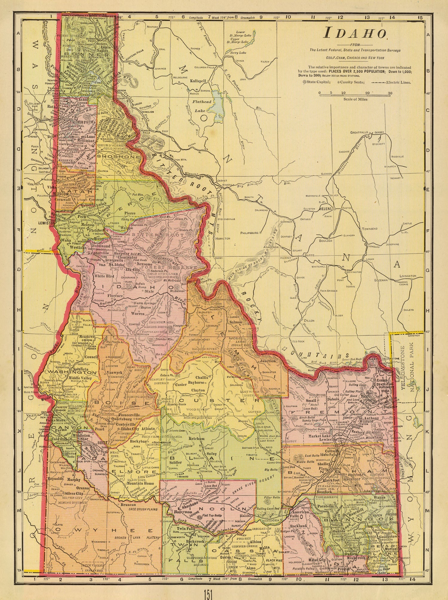 Vintage Map of Idaho 1909