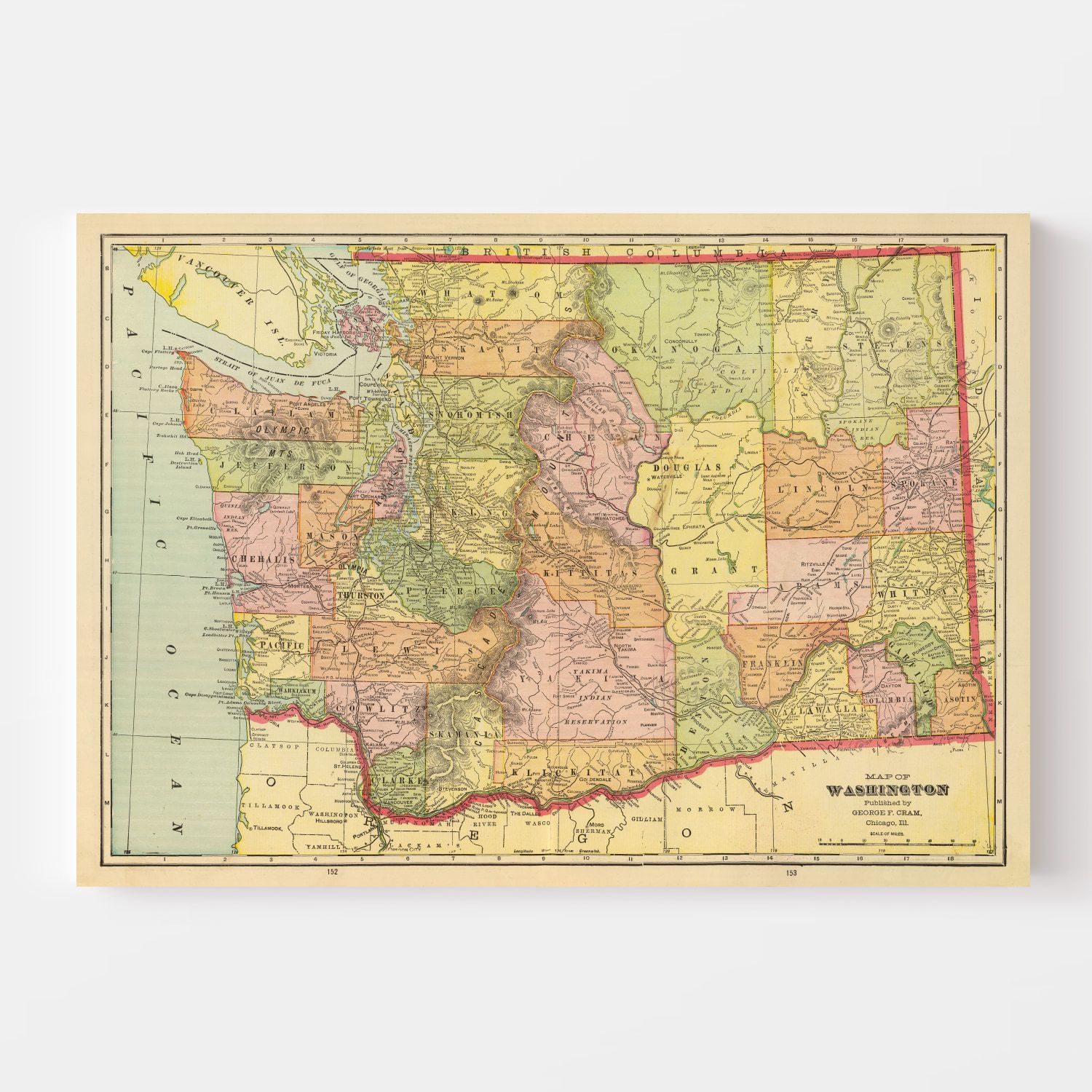 Vintage Map of Washington 1909