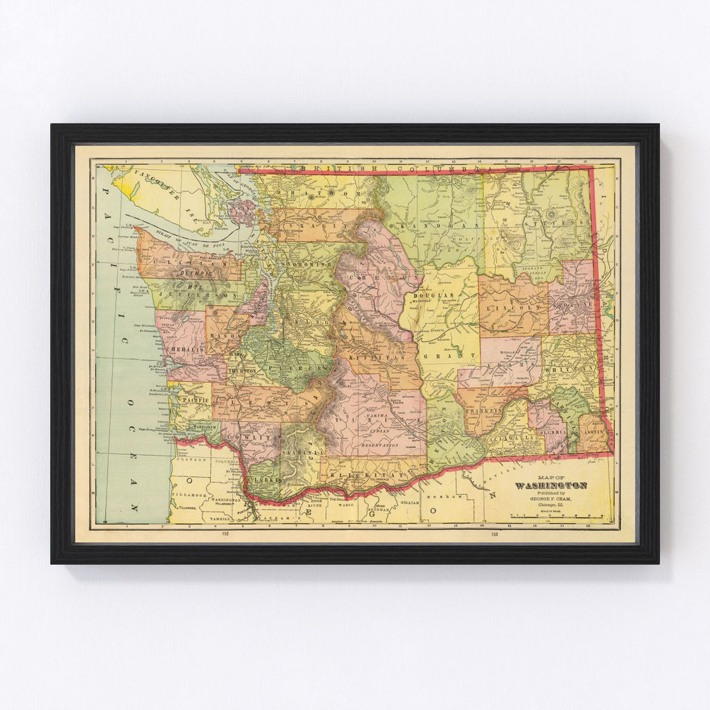 Vintage Map of Washington 1909