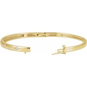 14K Yellow Gold 1/2 CTW Natural Diamond Bangle 6 3/4" Bracelet – image 2