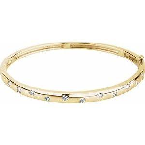 14K Yellow Gold 1/2 CTW Lab-Grown Diamond Bangle 6 3/4" Bracelet