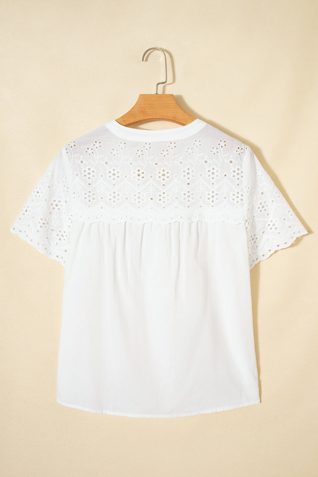 Flower Eyelet Embroidered Patchwork Sheer Shirt