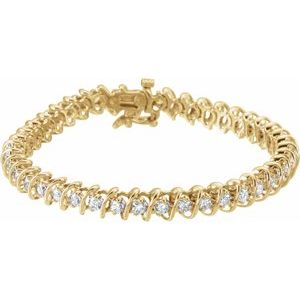 14K Yellow Gold 3 1/3 CTW Natural Diamond Line 7" Bracelet