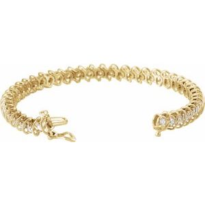 14K Yellow Gold 3 1/3 CTW Natural Diamond Line 7" Bracelet – image 2