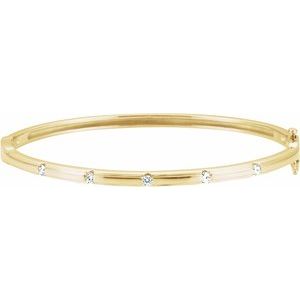 14K Yellow Gold 1/4 CTW Natural Diamond Bangle 6" Bracelet