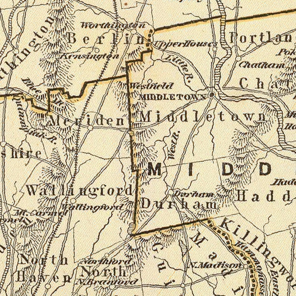 Vintage Map of Connecticut 1842