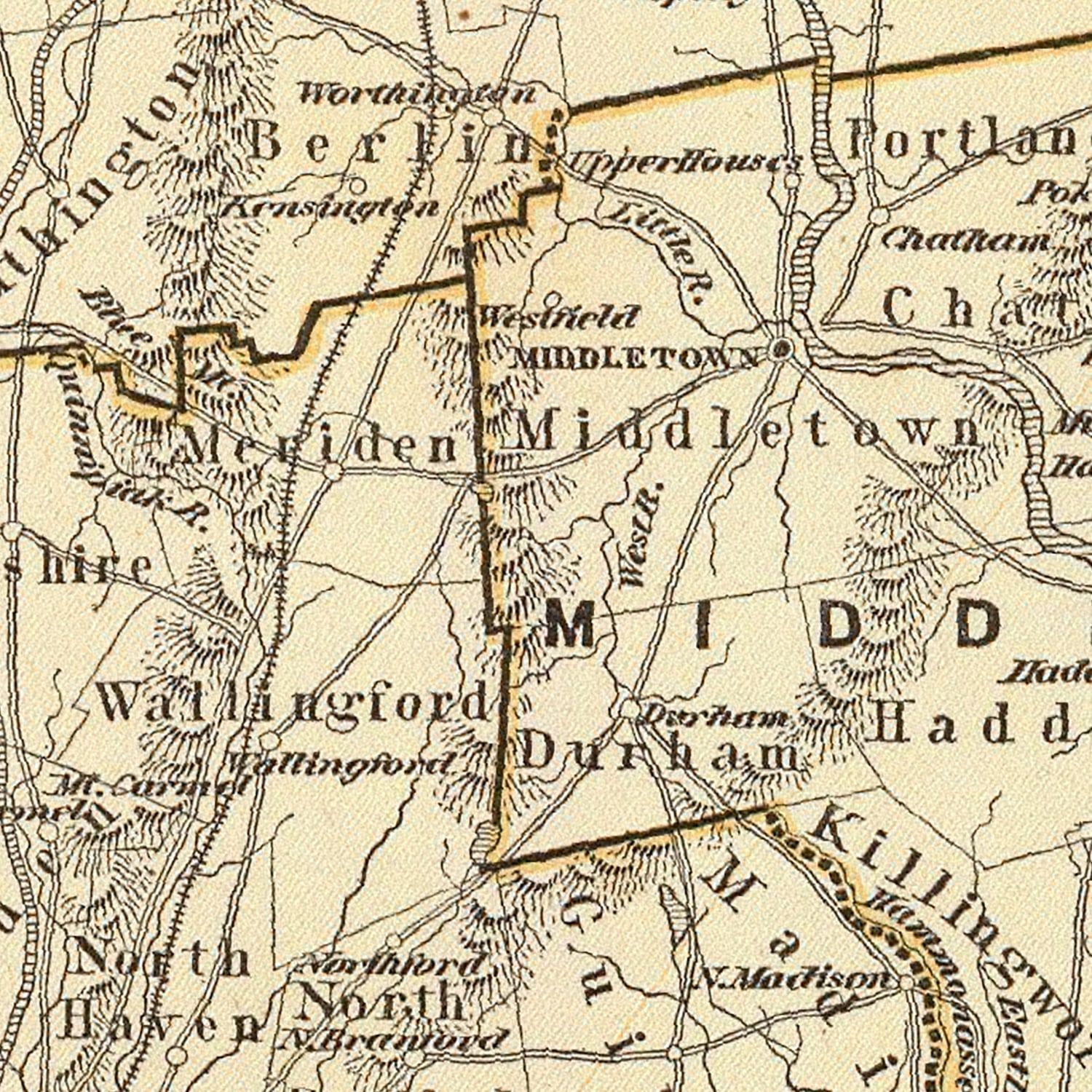 Vintage Map of Connecticut 1842
