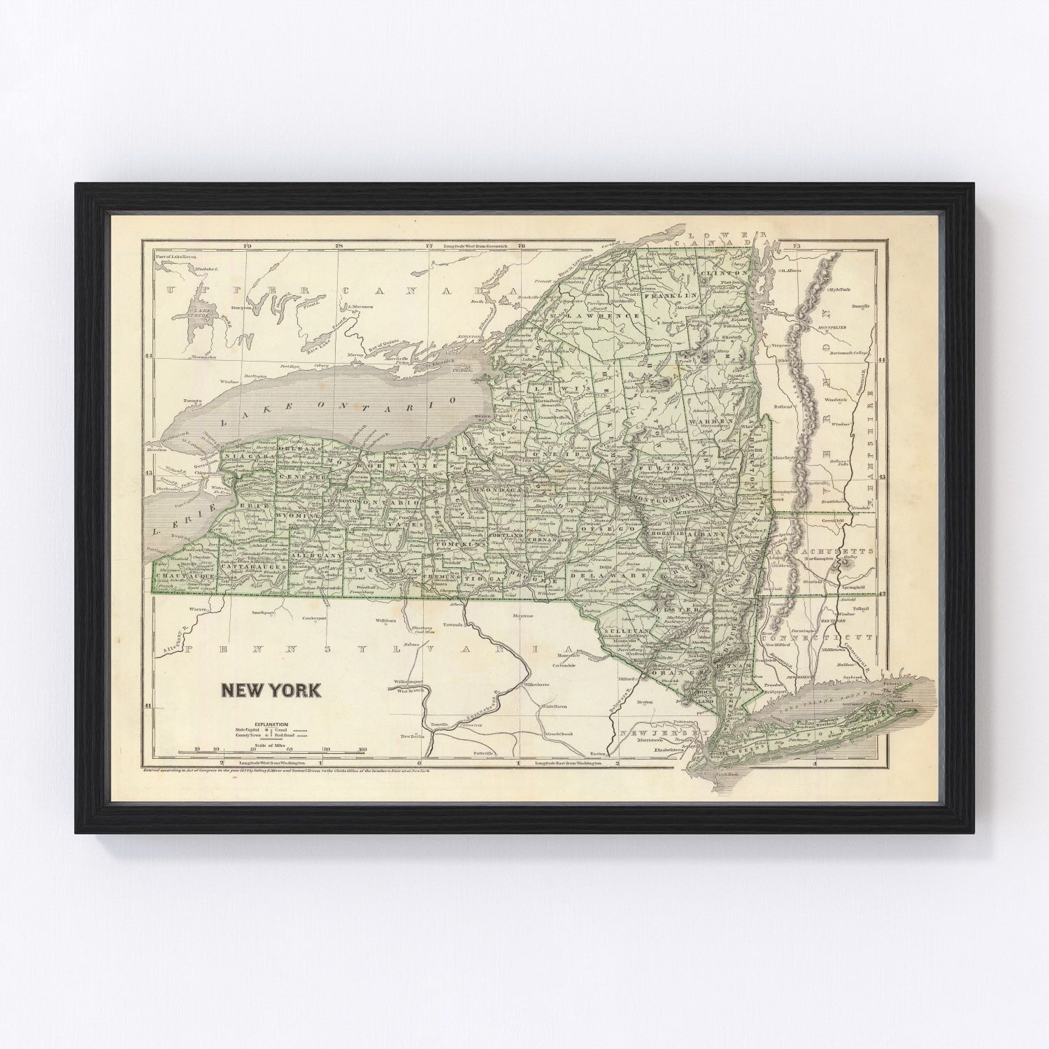Vintage Map of New York 1842