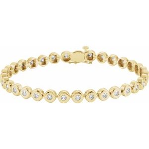14K Yellow Gold 2 CTW Natural Diamond Bezel-Set Line 7" Bracelet
