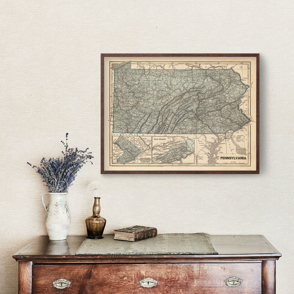 Vintage Map of Pennsylvania 1842