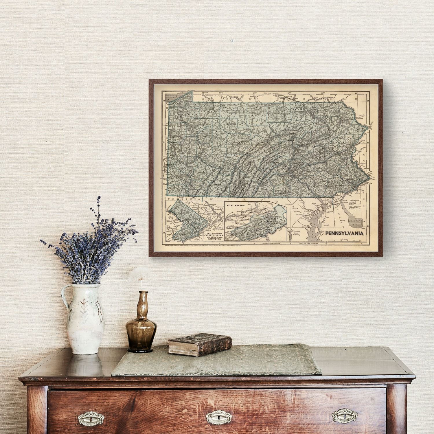 Vintage Map of Pennsylvania 1842