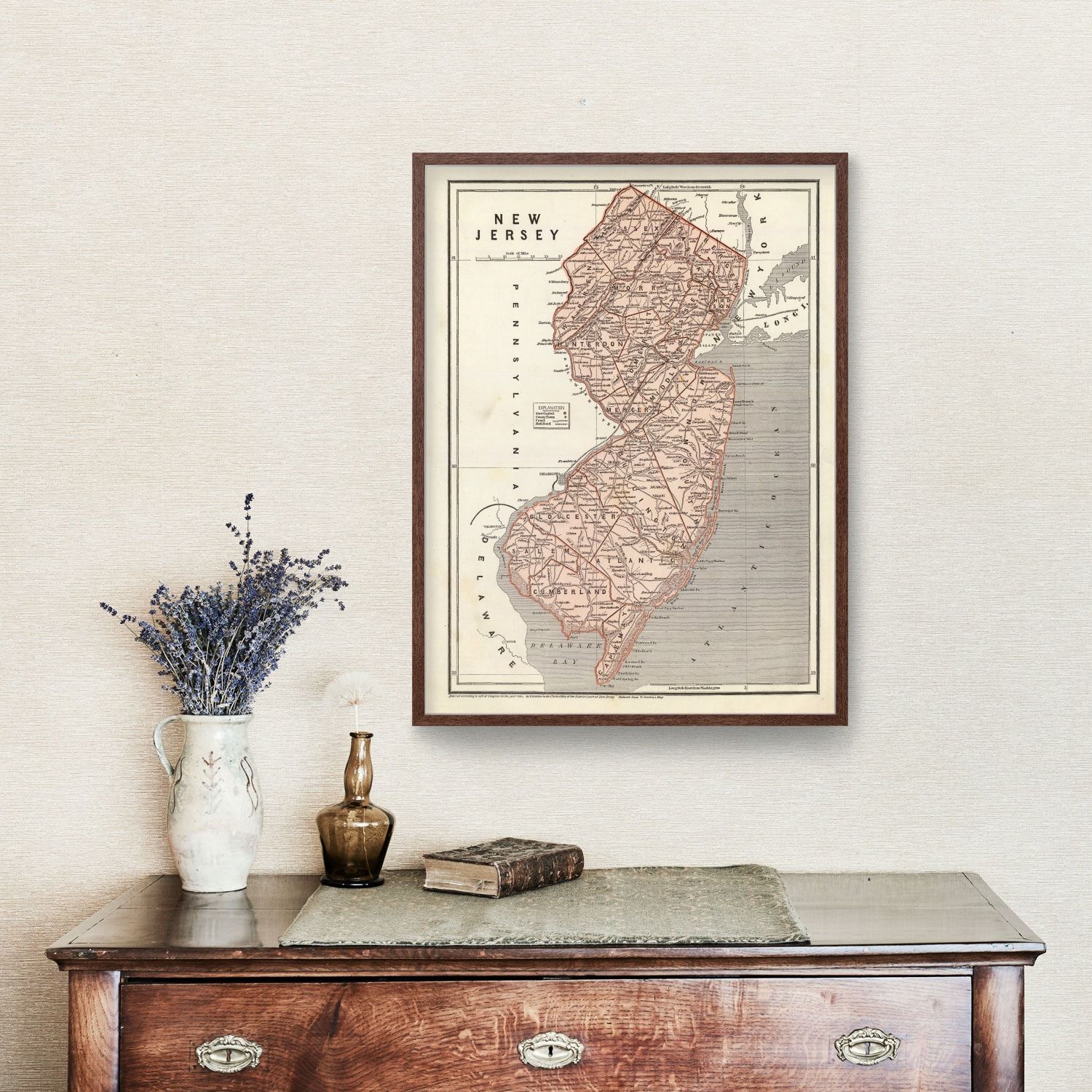 Vintage Map of New Jersey 1842
