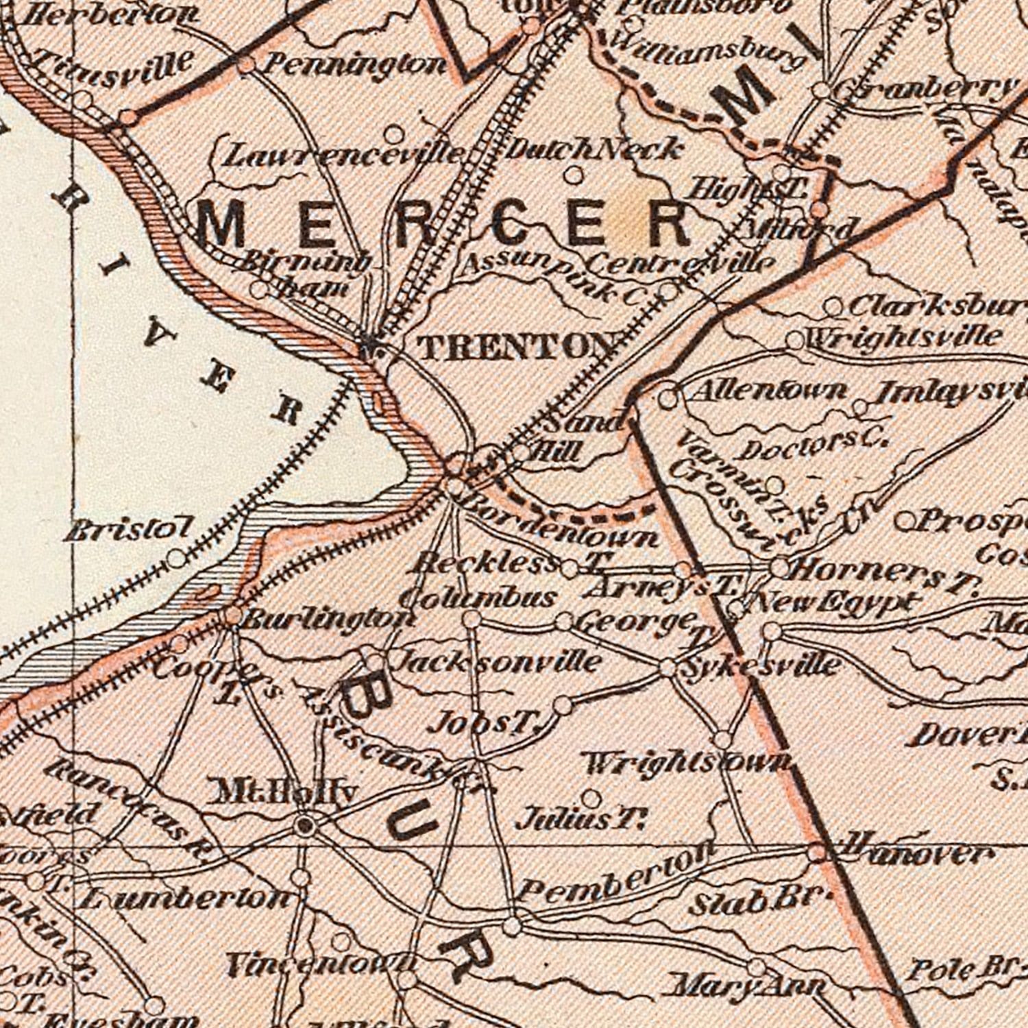 Vintage Map of New Jersey 1842