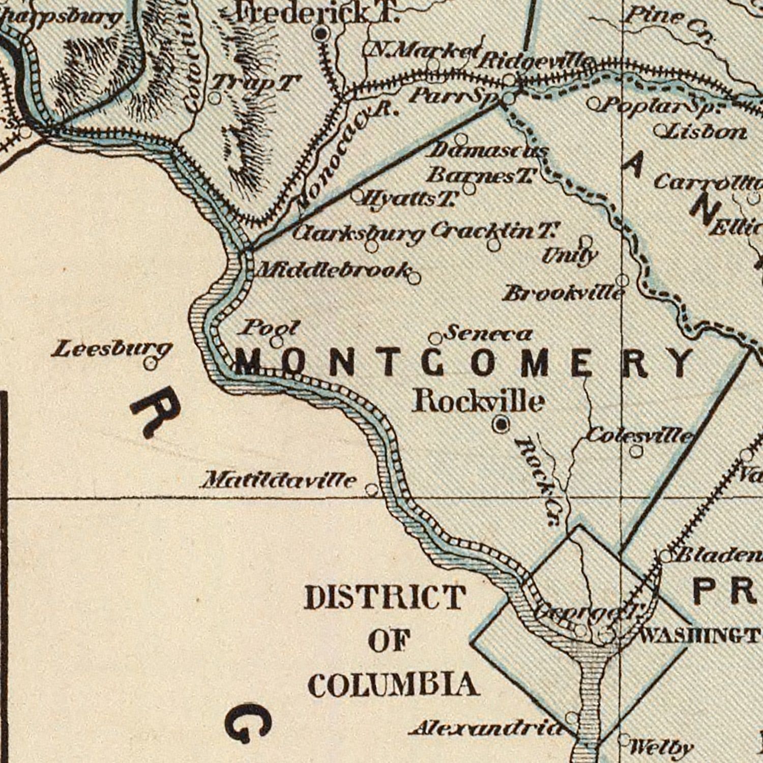 Vintage Map of Maryland & Delaware 1842