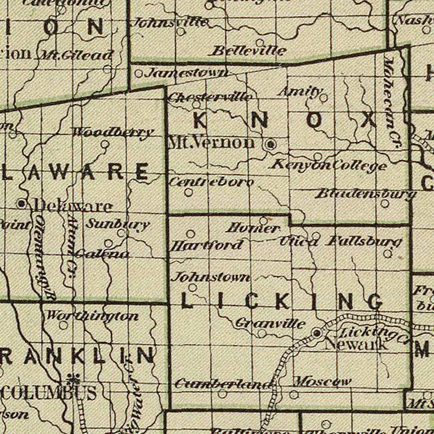 Vintage Map of Ohio 1842