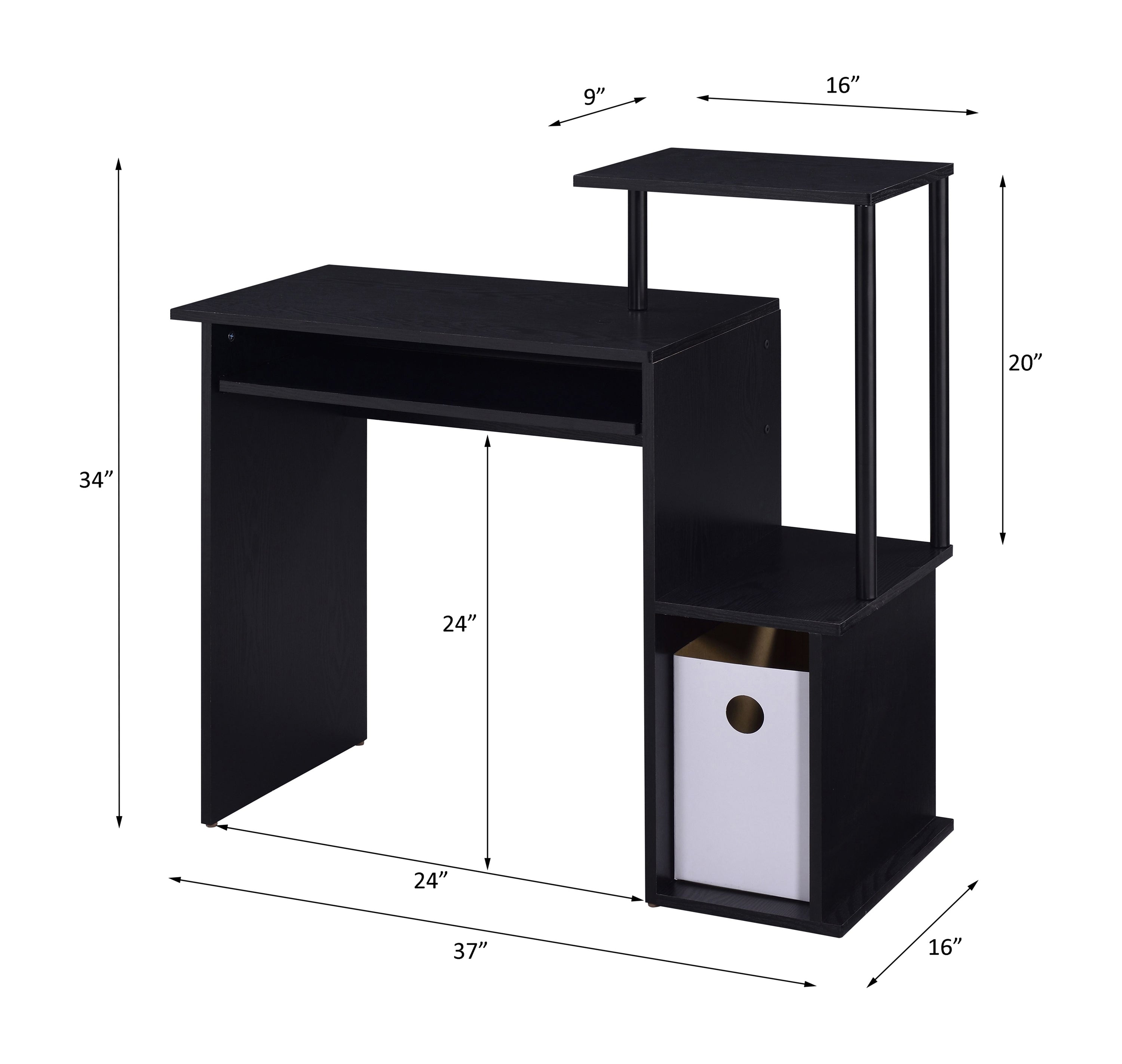 Lyphre Black Finish Computer Desk