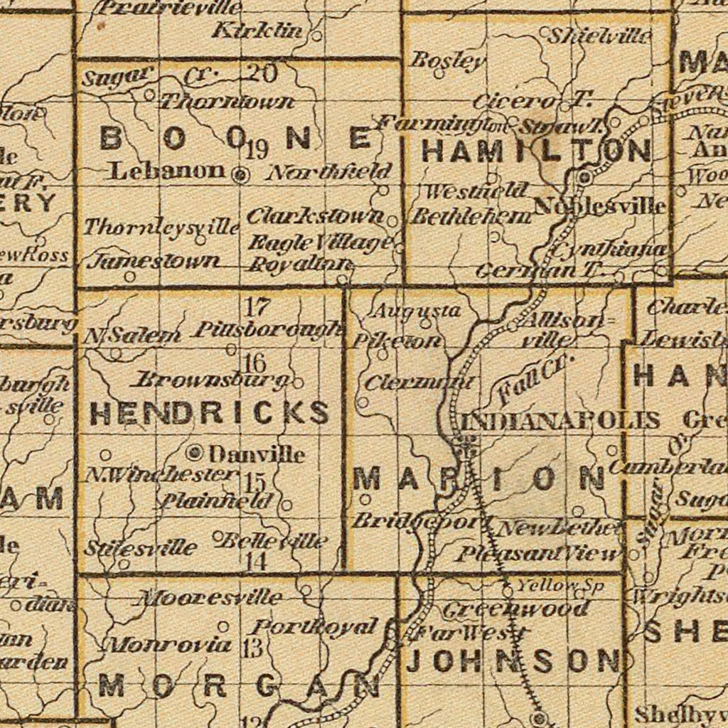 Vintage Map of Indiana 1842