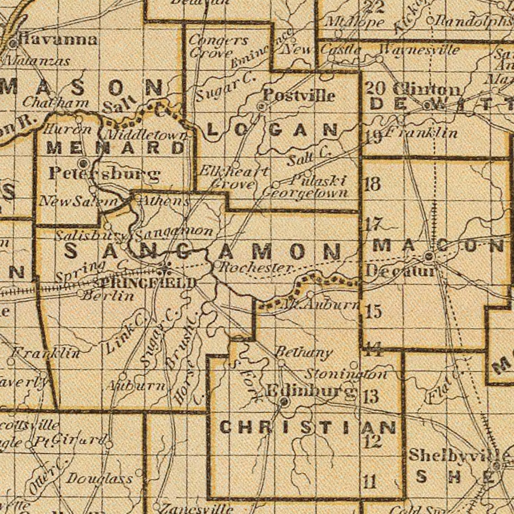 Vintage Map of Illinois 1842