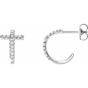 14K Yellow Gold 1.3 mm Round Cross 12.15 mm Hoop Earring Mounting – image 2