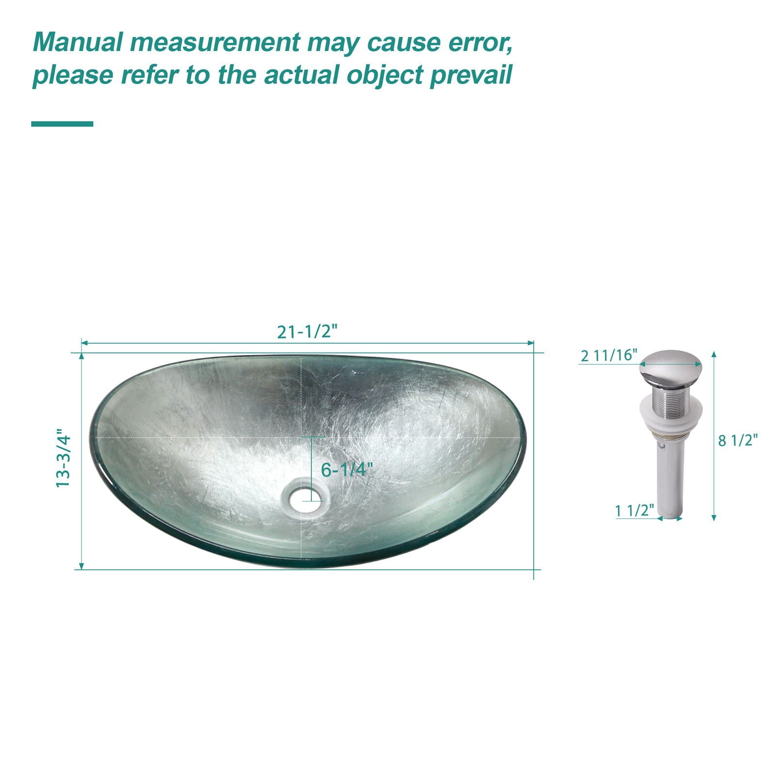 Tempered Glass Vessel Sink With Boat Shape Pop-Up Drain
