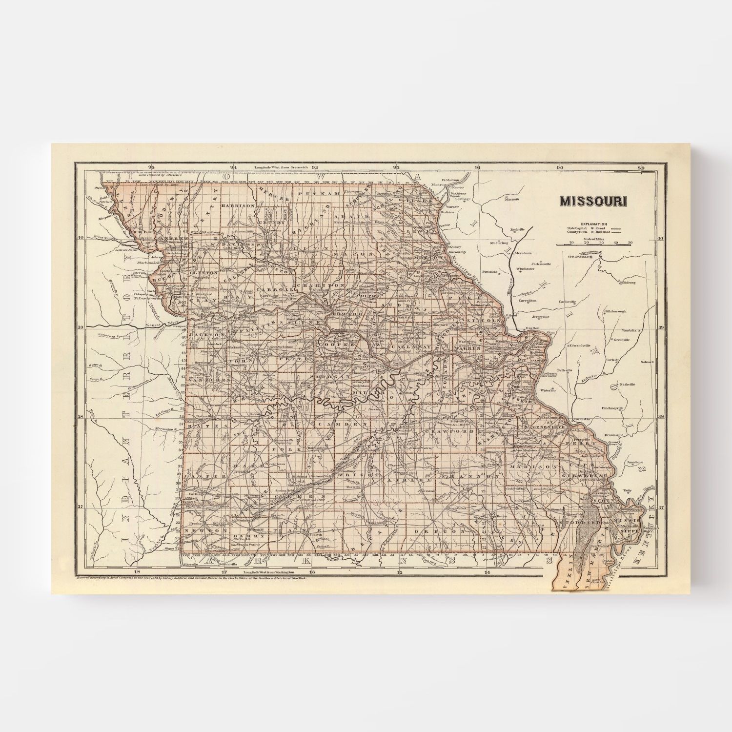 Vintage Map of Missouri 1842